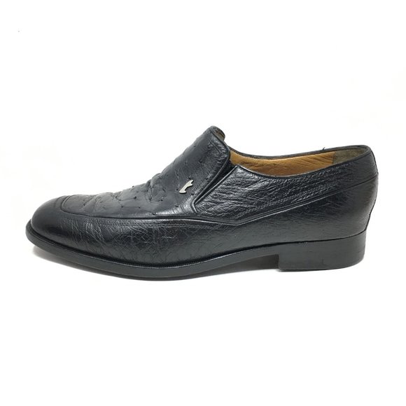 A.Testoni Loafers Shoe Sz 9 UK/10 US Black Ostrich main image 7